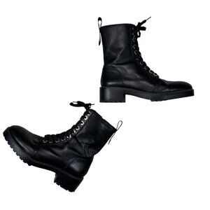 Zara EU 38 US 8 Woman Moto Boot Lace Up Biker Festival Combat